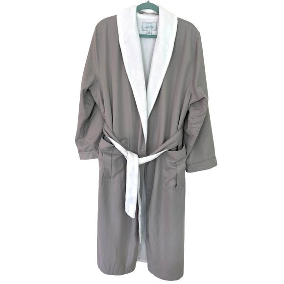 Majestic International Mens Robe Gray Size Small Medium Terry Wrap Belt Pockets - Picture 1 of 16
